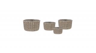 Senegal ovális hasított vessző ültetőláda szett szürke 20x14x14-40x30x23cm S/4
