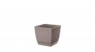 Virágcserép rattan szögletes ratolla mokka 19cm