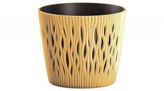 Virágcserép, Sandy Round, mustár, 16cm