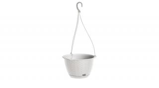 Virágtartó, akasztós, Rattan Ratolla Round fehér, 24cm