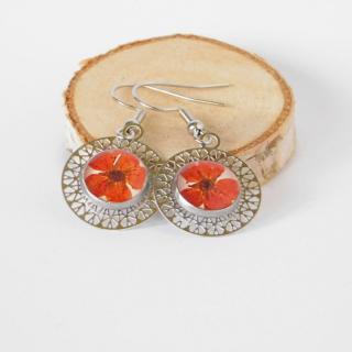 Virágoskert - piros virágos mandala fülbevaló
