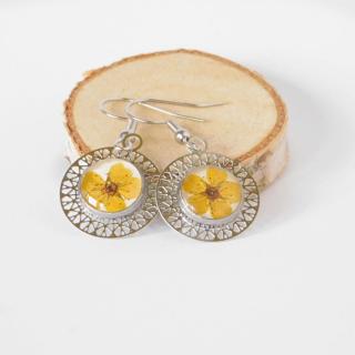 Virágoskert - sárga virágos mandala fülbevaló
