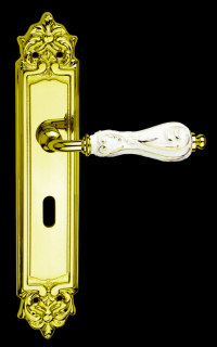 Maestro Flora arany-fehér hosszúcímes kilincsgarnitúra