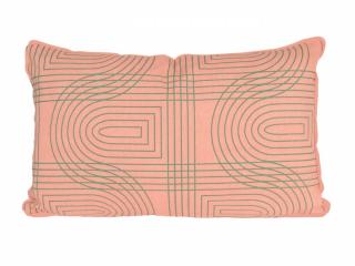 Retro grid rectangle peach pink párna