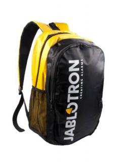 Fekete-sárga színű, két rekeszes, két hálós oldalzsebbel ellátott, állítható vállpánttal szerelt hátizsák JABLOTRON logóval.