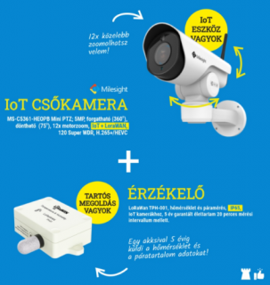 Milesight IoT okos zoom MS-C5361 csőkamera + hő-és páramérő érzékelő SET