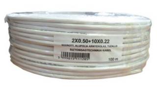 VEZETÉK 10x0.22+2x0.5 (mm2), 10 eres erősített riasztó kábel, Ft/m