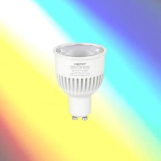 6W GU10 LED spot lámpa, RGB+CCT ( Rf. távirányítható, dimmelhető, színváltós, zónás, 550 lumen, meleg+hideg fehér)