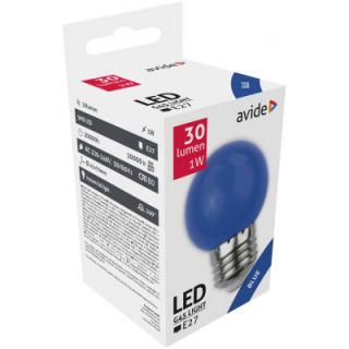 Avide Dekor LED fényforrás G45 1W E27 Kék, 30 lumen