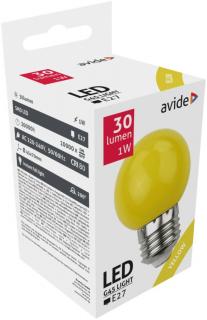 Avide Dekor LED fényforrás G45 1W E27 Sárga, 30 lumen