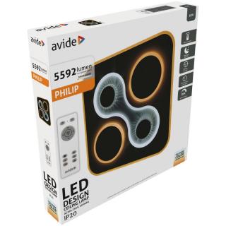 Avide Design Mennyezeti Lámpa Philip 85W (42,5+42,5) RF Távirányítóval (LED, színhőmérséklet állítható, dimmelhető, oyster)