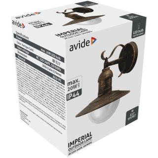 Avide Imperial cserélhető fényforrású kültéri fali lámpa, max.1x20W (E27, IP44, antik arany)
