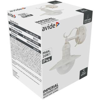 Avide Imperial cserélhető fényforrású kültéri fali lámpa, max.1x20W (E27, IP44, antik fehér)