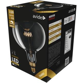 Avide Jumbo 6W LED Filament Eshima 190x255mm Smoky, E27, 2400K, Fényerőszabályzós