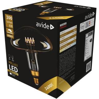 Avide Jumbo 6W LED Filament Millau 200x210mm Amber, E27, 2400K, Fényerőszabályzós