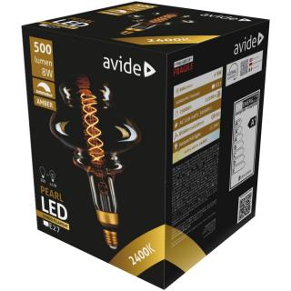 Avide Jumbo 8W LED Filament Pearl 160x210mm Amber, E27, 2400K, Fényerőszabályzós