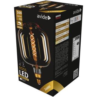 Avide Jumbo 8W LED Filament Ross 180x295mm Amber, E27, 2400K, Fényerőszabályzós