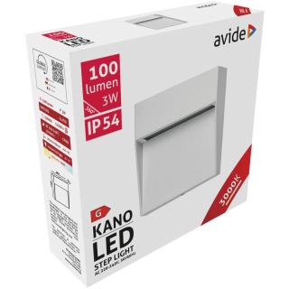 Avide Kano kültéri lépcső LED lámpa (3000K, meleg fehér, lépcsővilágítás, irányfény, 3W, IP54, 105 mm)