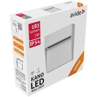 Avide Kano kültéri lépcső LED lámpa (4000K, természetes fehér, lépcsővilágítás, irányfény, 3W, IP54, 105 mm)