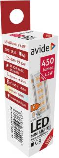 Avide LED 4,2W G9 220° WW, 3000K, meleg fehér, 450 lumen