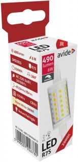 Avide LED 6W R7S fényforrás 20x78mm, WW, 3000K, meleg fehér, 490 lumen, Fényerőszabályozható