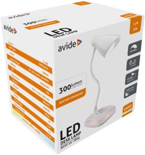 Avide LED Asztali Lámpa, USB csatlakozóval, NW, 4000K (természetes fehér), 3,2W, IP20, 300 lumen, dimmelhető
