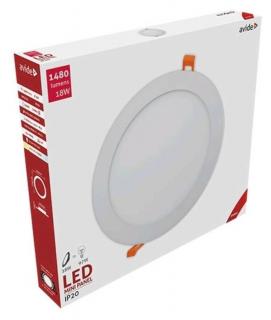 Avide LED Beépíthető Kerek Mennyezeti Lámpa, ALU, 18W, WW, 3000K, 1480 lumen, fehér keret, süllyesztett, LED panel, meleg fehér