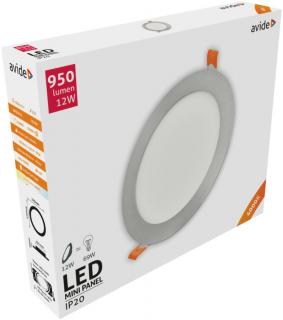 Avide LED Beépíthető Kerek Mennyezeti Lámpa, ALU, Szatén Nikkel, 12W, NW, 4000K, 950 lumen, süllyesztett, természetes fehér