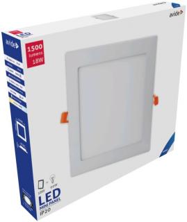 Avide LED Beépíthető Négyzetes Mennyezeti Lámpa, ALU, 18W, CW, 6400K, 1500 lumen, fehér keret, süllyesztett, LED panel, hideg fehér