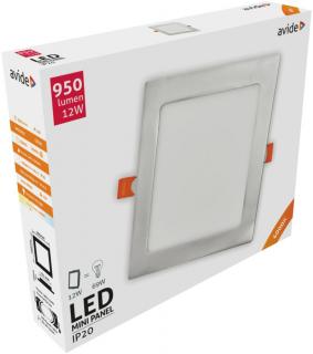 Avide LED Beépíthető Négyzetes Mennyezeti Lámpa, ALU, Szatén Nikkel, 12W, NW, 4000K, 950 lumen, süllyesztett, természetes fehér