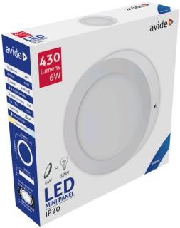 Avide LED Falra Szerelhető Kerek Mennyezeti Lámpa, ALU, 6W, CW, 4000K, 430 lumen, hideg fehér