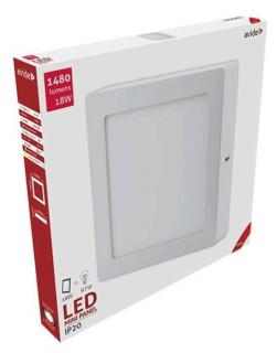 Avide LED Falra Szerelhető Négyzetes Mennyezeti Lámpa, ALU, 18W, WW, 3000K, 1480 lumen, meleg fehér