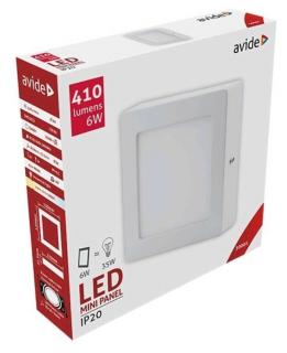 Avide LED Falra Szerelhető Négyzetes Mennyezeti Lámpa, ALU, 6W, WW, 3000K, 410 lumen, meleg fehér
