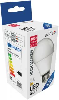 Avide LED Globe A60 9.5W E27 lámpa, hideg fehér, CW, 6400K, 1055 lumen