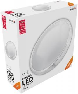 Avide LED Mennyezeti Lámpa Pandora (ALU) 18W 330x100m (inox díszítés, IP20, beltéri, 4000K, 1600 lumen)