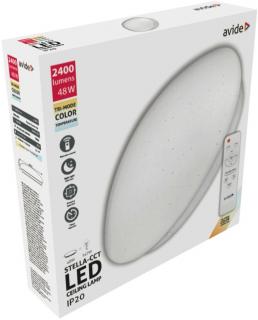Avide LED Mennyezeti Lámpa Stella-CCT 48W (24+24) IR távirányítóval, 2400 lumen, 485 mm átmérő, dimmelhető