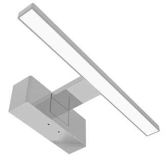 Avide LED Műanyag Tükörvilágító lámpa szerelődobozzal, szögletes, 4000K, természetes fehér, IP44, 5W, 300mm, 410 lumen, króm színű