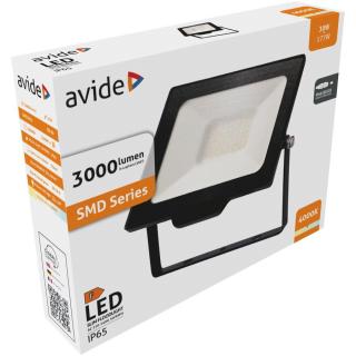 Avide LED Opál Reflektor Slim SMD 30W NW 4000K, 3000 lumen, IP65, Gyorscsatlakozóval