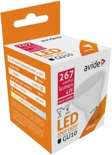 Avide LED Spot Alu+plastic, 4W, GU10, NW, 4000K, természetes fehér, 330 lumen