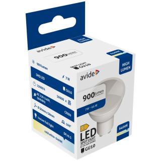 Avide LED Spot Alu+plastic, 7W, GU10, 100 °, CW, 6400K, hideg fehér, 900 lumen