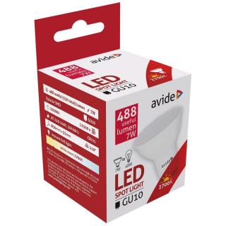 Avide LED Spot Alu+plastic, 7W, GU10, 100 °, EW, 2700K, extra meleg fehér, 488 lumen