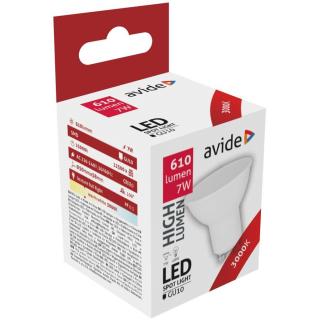 Avide LED Spot Alu+plastic, 7W, GU10, 100 °,WW, 3000K, meleg fehér, 610 lumen