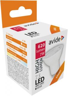 Avide LED Spot Alu+plastic, 7W, GU10, 36°, NW, 4000K, természetes fehér, 620 lumen