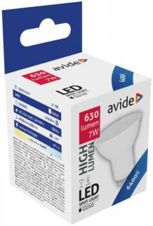 Avide LED Spot Alu+plastic, 7W, GU10, CW, 6400K, hideg fehér, 630 lumen