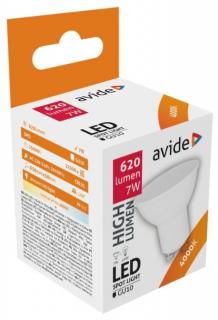 Avide LED Spot Alu+plastic, 7W, GU10, NW, 4000K, természetes fehér, 600 lumen