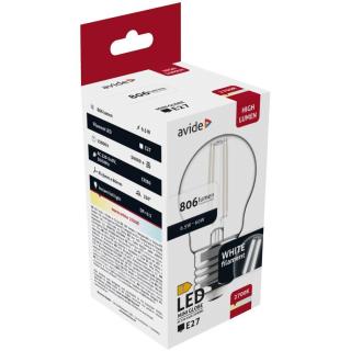 Avide LED White Filament Mini Globe 6.5W, E27, WW, 2700K, 806 lumen