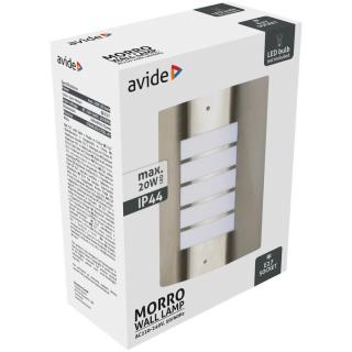 Avide Morro cserélhető fényforrású kültéri fali lámpa, max.1x20W (E27, IP44, szatén nikkel)