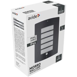 Avide Morro cserélhető fényforrású kültéri fali lámpa mozgásérzékelővel (PIR), max.1x20W (E27, IP44, antracit)