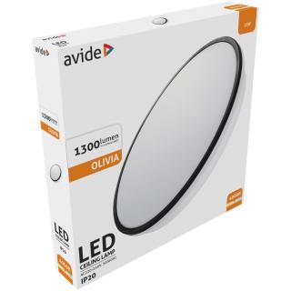 Avide Olivia 15W Mennyezeti LED lámpa, 280 mm átmérő, fekete, NW, 4000K, természetes fehér, 1300 lumen, IP20