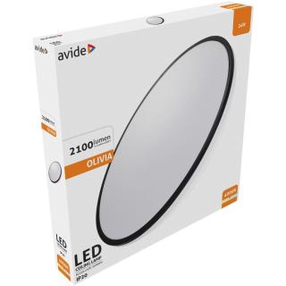 Avide Olivia 24W Mennyezeti LED lámpa, 380 mm átmérő, fekete, NW, 4000K, természetes fehér, 2100 lumen, IP20